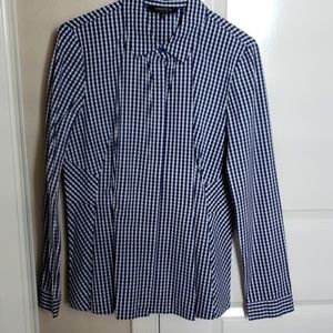 Black blue white blouse